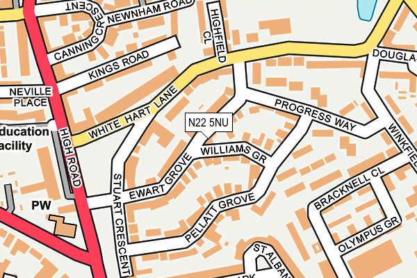 N22 5NU map - OS OpenMap – Local (Ordnance Survey)