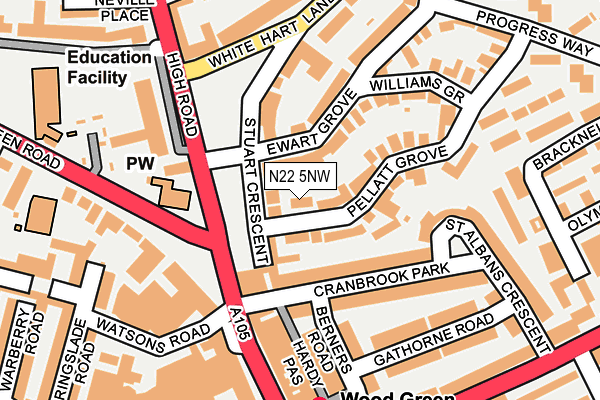 N22 5NW map - OS OpenMap – Local (Ordnance Survey)
