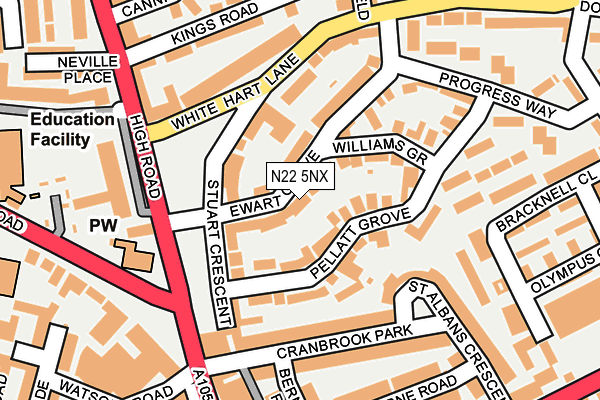 N22 5NX map - OS OpenMap – Local (Ordnance Survey)