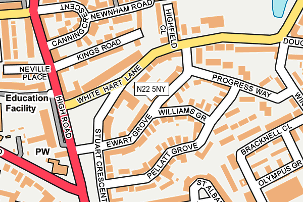 N22 5NY map - OS OpenMap – Local (Ordnance Survey)