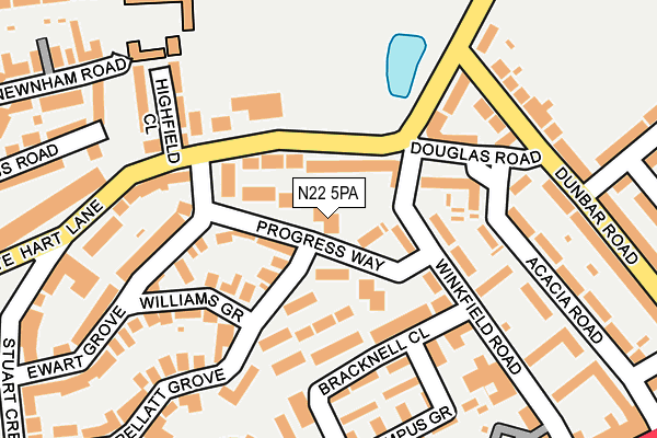 N22 5PA map - OS OpenMap – Local (Ordnance Survey)