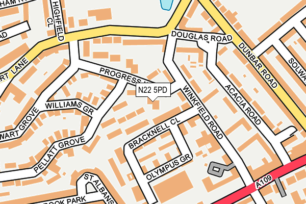 N22 5PD map - OS OpenMap – Local (Ordnance Survey)