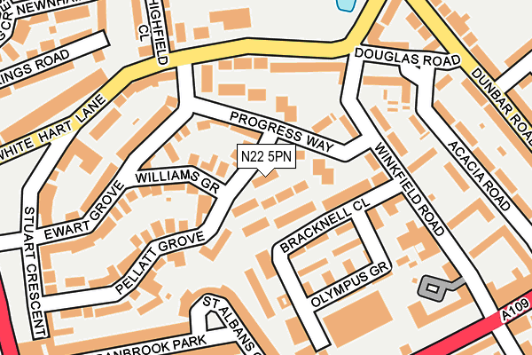 N22 5PN map - OS OpenMap – Local (Ordnance Survey)
