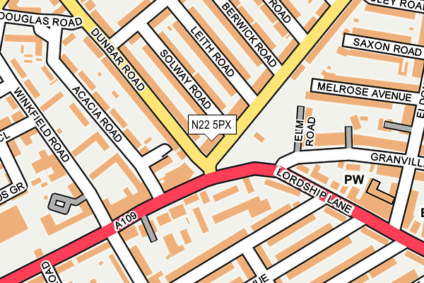 N22 5PX map - OS OpenMap – Local (Ordnance Survey)