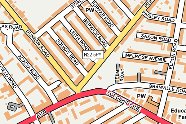 N22 5PY map - OS OpenMap – Local (Ordnance Survey)