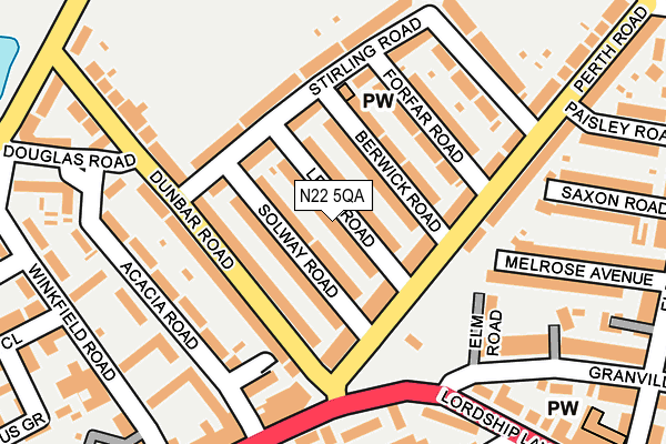 N22 5QA map - OS OpenMap – Local (Ordnance Survey)