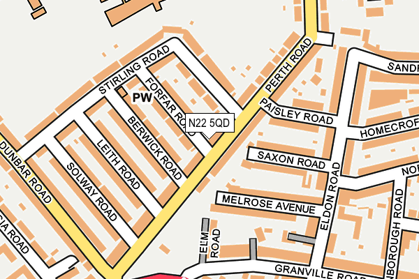 N22 5QD map - OS OpenMap – Local (Ordnance Survey)