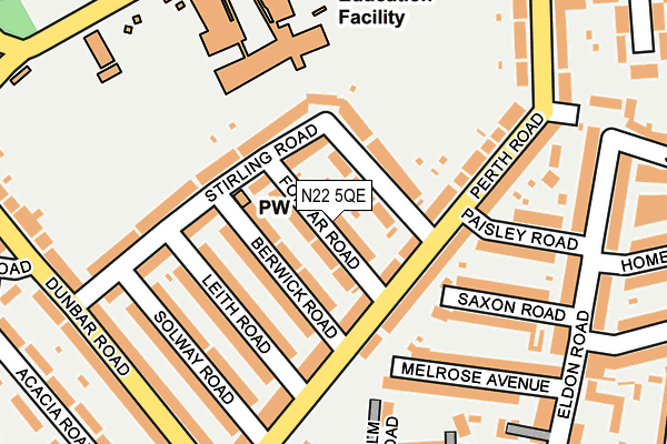 N22 5QE map - OS OpenMap – Local (Ordnance Survey)
