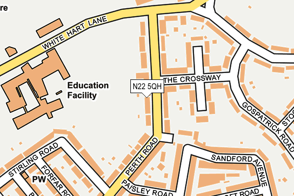 N22 5QH map - OS OpenMap – Local (Ordnance Survey)