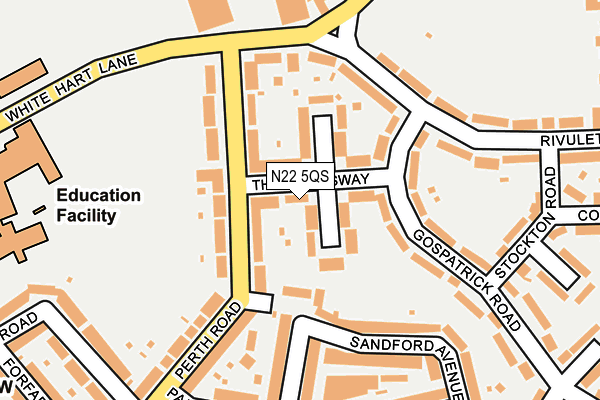 N22 5QS map - OS OpenMap – Local (Ordnance Survey)