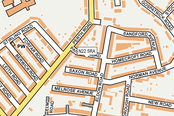 N22 5RA map - OS OpenMap – Local (Ordnance Survey)