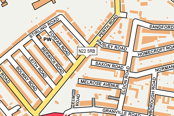 N22 5RB map - OS OpenMap – Local (Ordnance Survey)