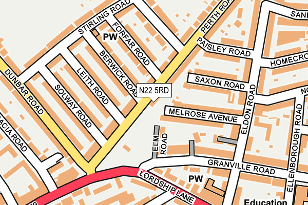 N22 5RD map - OS OpenMap – Local (Ordnance Survey)