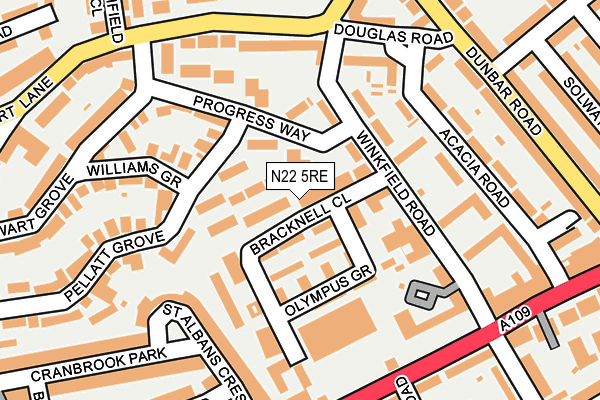 N22 5RE map - OS OpenMap – Local (Ordnance Survey)