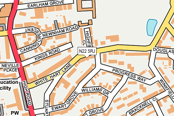 N22 5RJ map - OS OpenMap – Local (Ordnance Survey)