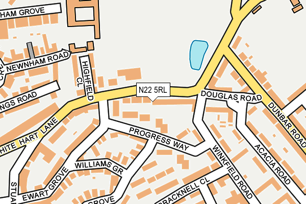 N22 5RL map - OS OpenMap – Local (Ordnance Survey)