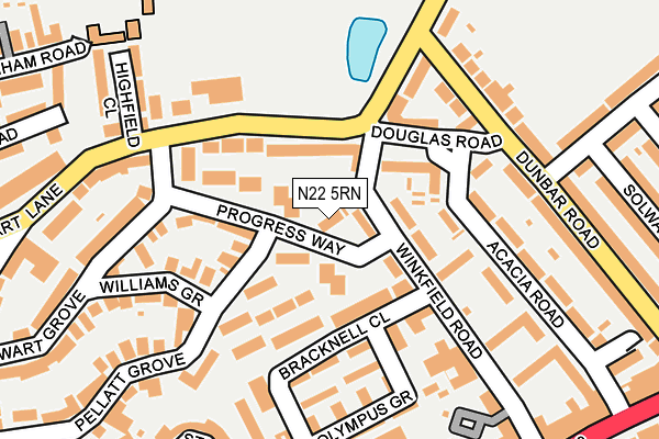 N22 5RN map - OS OpenMap – Local (Ordnance Survey)