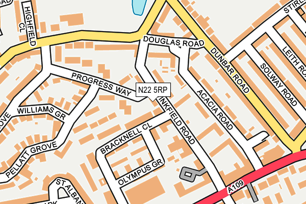 N22 5RP map - OS OpenMap – Local (Ordnance Survey)