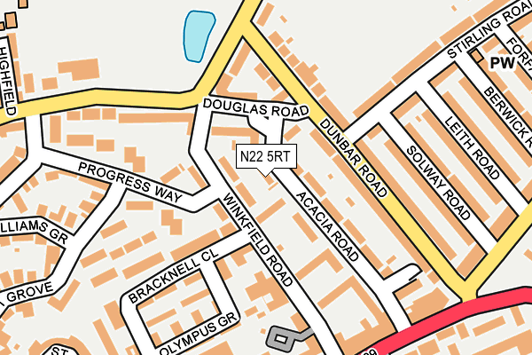 N22 5RT map - OS OpenMap – Local (Ordnance Survey)
