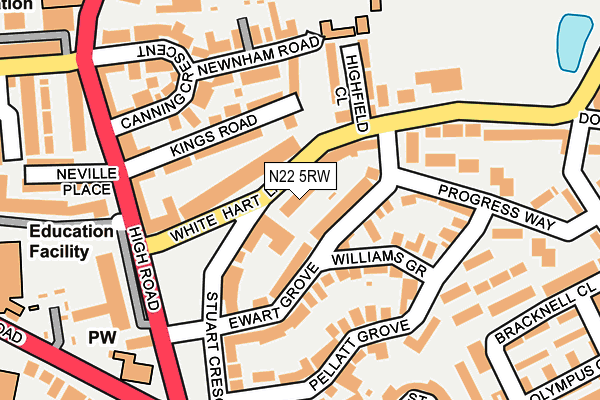 N22 5RW map - OS OpenMap – Local (Ordnance Survey)