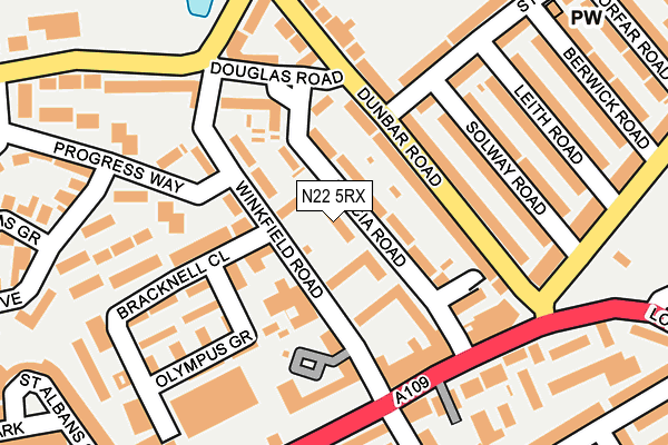 N22 5RX map - OS OpenMap – Local (Ordnance Survey)
