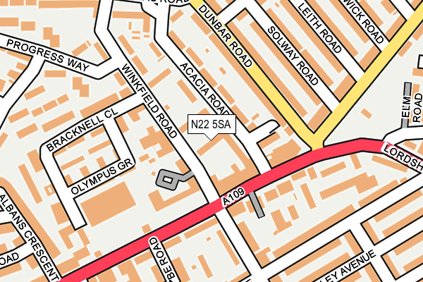 N22 5SA map - OS OpenMap – Local (Ordnance Survey)