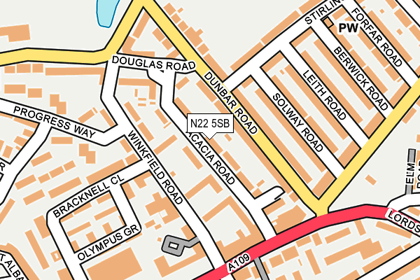 N22 5SB map - OS OpenMap – Local (Ordnance Survey)