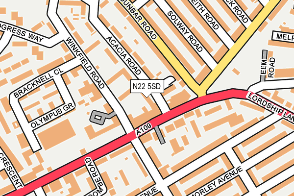 N22 5SD map - OS OpenMap – Local (Ordnance Survey)