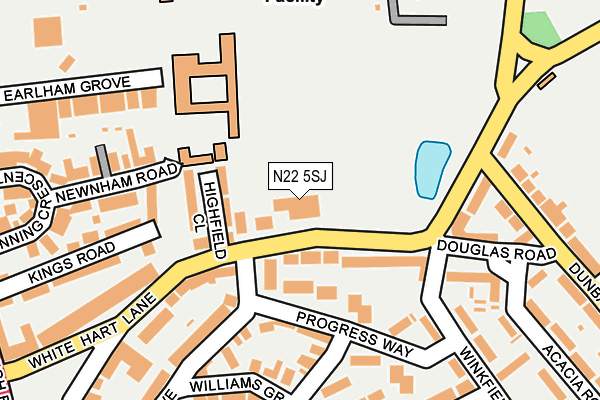 N22 5SJ map - OS OpenMap – Local (Ordnance Survey)