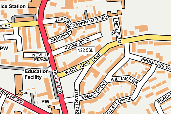 N22 5SL map - OS OpenMap – Local (Ordnance Survey)