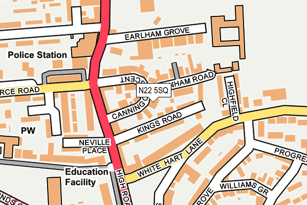 N22 5SQ map - OS OpenMap – Local (Ordnance Survey)