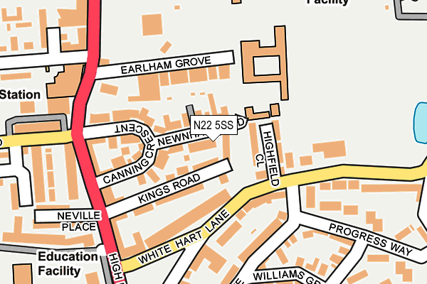 N22 5SS map - OS OpenMap – Local (Ordnance Survey)