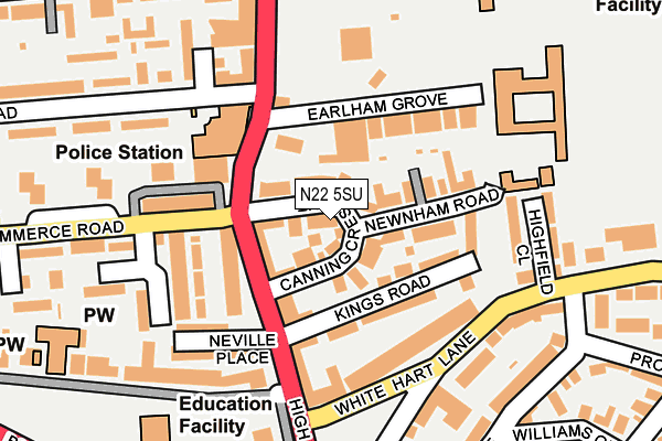 N22 5SU map - OS OpenMap – Local (Ordnance Survey)