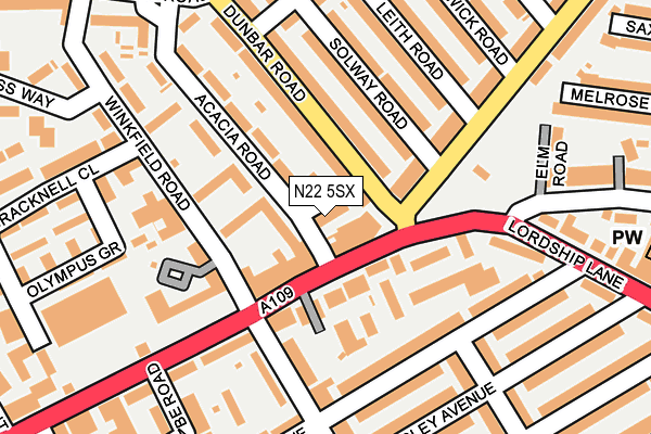 N22 5SX map - OS OpenMap – Local (Ordnance Survey)