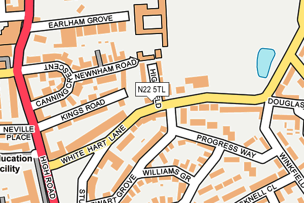 N22 5TL map - OS OpenMap – Local (Ordnance Survey)