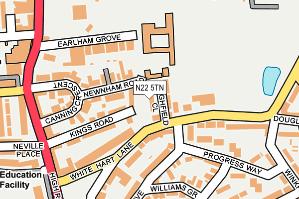 N22 5TN map - OS OpenMap – Local (Ordnance Survey)