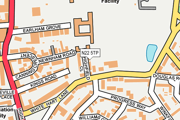 N22 5TP map - OS OpenMap – Local (Ordnance Survey)