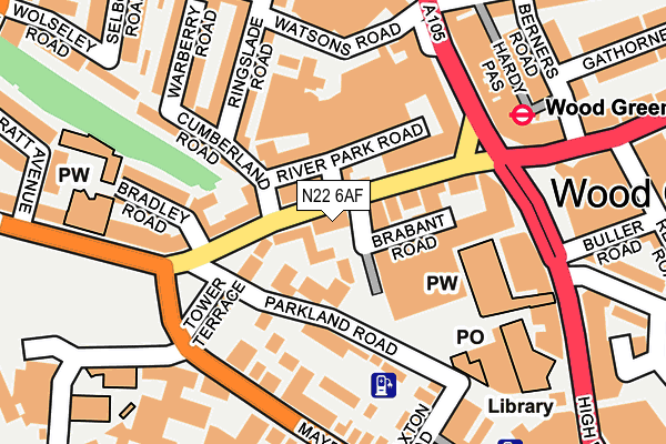 N22 6AF map - OS OpenMap – Local (Ordnance Survey)