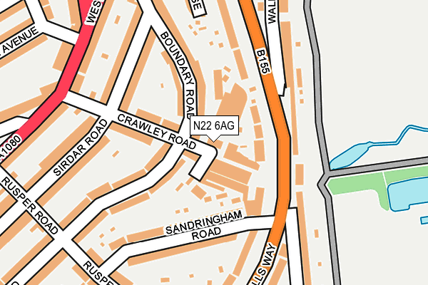 N22 6AG map - OS OpenMap – Local (Ordnance Survey)