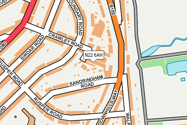 N22 6AH map - OS OpenMap – Local (Ordnance Survey)