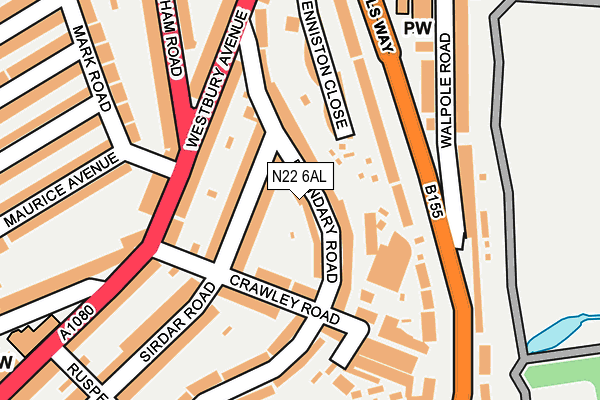 N22 6AL map - OS OpenMap – Local (Ordnance Survey)