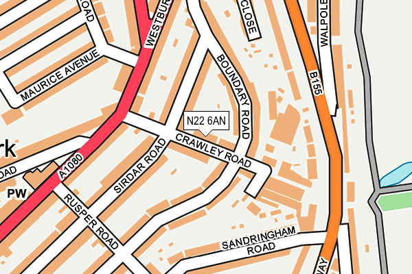 N22 6AN map - OS OpenMap – Local (Ordnance Survey)