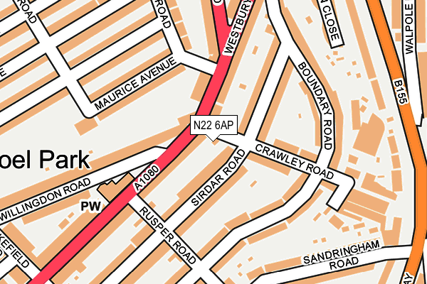 N22 6AP map - OS OpenMap – Local (Ordnance Survey)