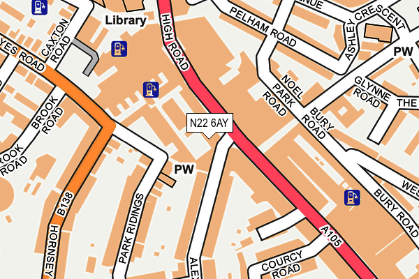 N22 6AY map - OS OpenMap – Local (Ordnance Survey)