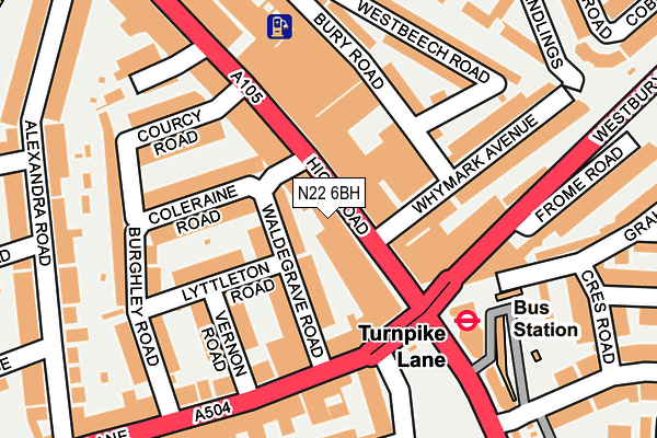 N22 6BH map - OS OpenMap – Local (Ordnance Survey)