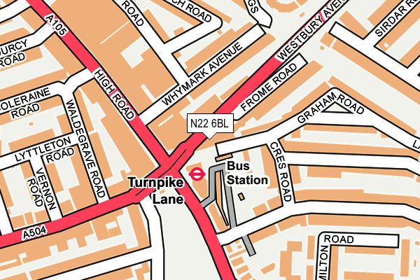 N22 6BL map - OS OpenMap – Local (Ordnance Survey)