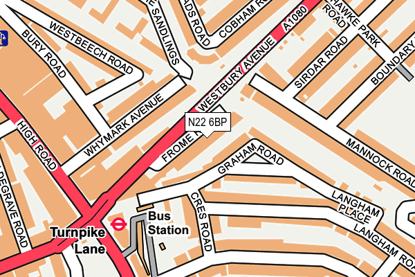 N22 6BP map - OS OpenMap – Local (Ordnance Survey)