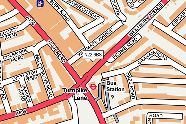 N22 6BS map - OS OpenMap – Local (Ordnance Survey)