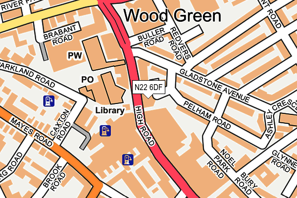 N22 6DF map - OS OpenMap – Local (Ordnance Survey)