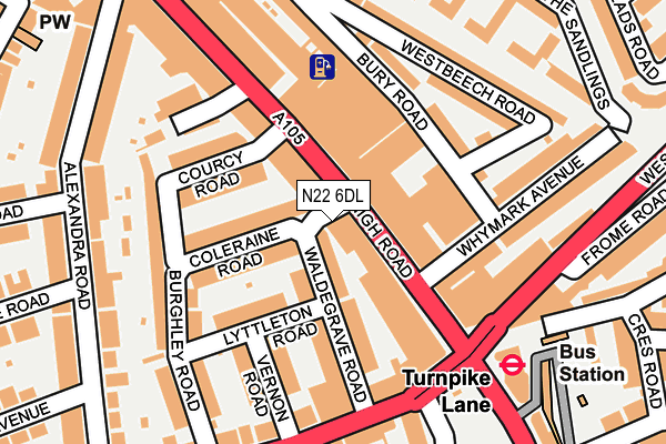 N22 6DL map - OS OpenMap – Local (Ordnance Survey)